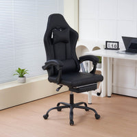 Sedia da Gaming Massaggiante,Sedia Gamer Con Poggiapiedi Telescopico,Reclinabile 90-135°,Poltrona da Gaming con Poggiatesta  Cuscino Lombare,Sedie Da Ufficio,Portata 150kg Nero