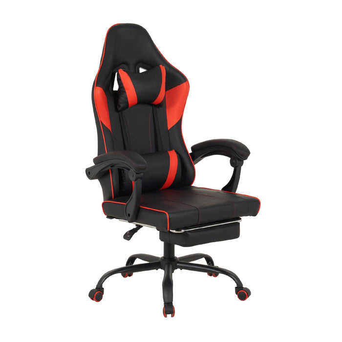 Sedia da Gaming Massaggiante,Sedia Gamer Con Poggiapiedi Telescopico,Reclinabile 90-135°,Poltrona da Gaming con Poggiatesta  Cuscino Lombare,Sedie Da Ufficio,Portata 150kg Rosso