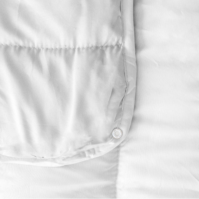 Piumino 4 Stagioni Matrimoniale con Calore Differenziato Modulabile Con Bottoni Clip Bianco-Bianco