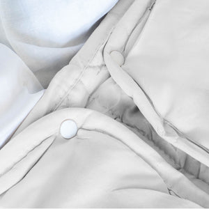 Piumino 4 Stagioni Matrimoniale con Calore Differenziato Modulabile Con Bottoni Clip Bianco-Bianco