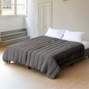 Piumino 4 Stagioni Matrimoniale con Calore Differenziato Modulabile Con Bottoni Clip GrigioChiaro-GrigioScuro