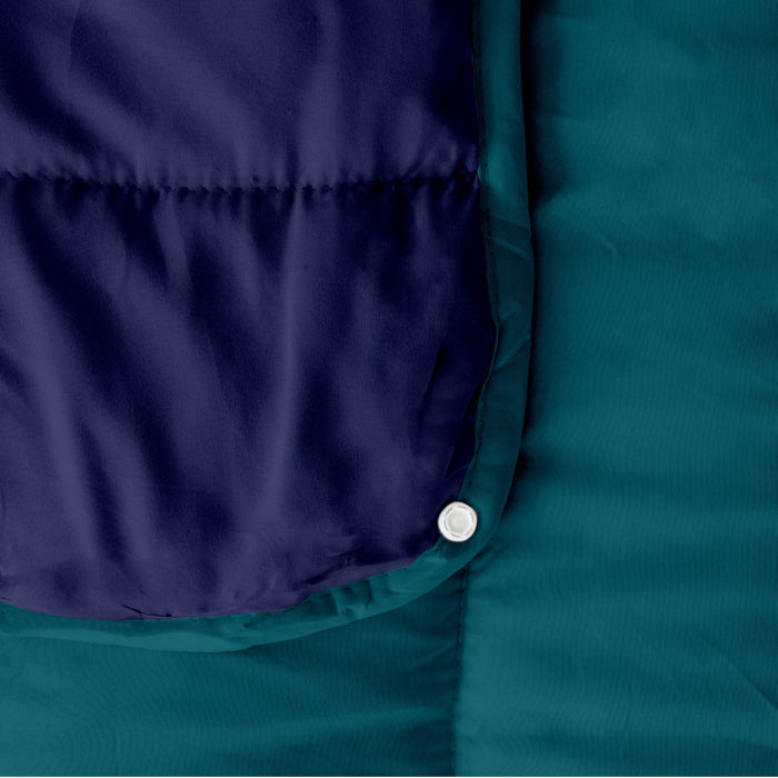 Piumino 4 Stagioni Matrimoniale con Calore Differenziato Modulabile Con Bottoni Clip Ottanio- Blu