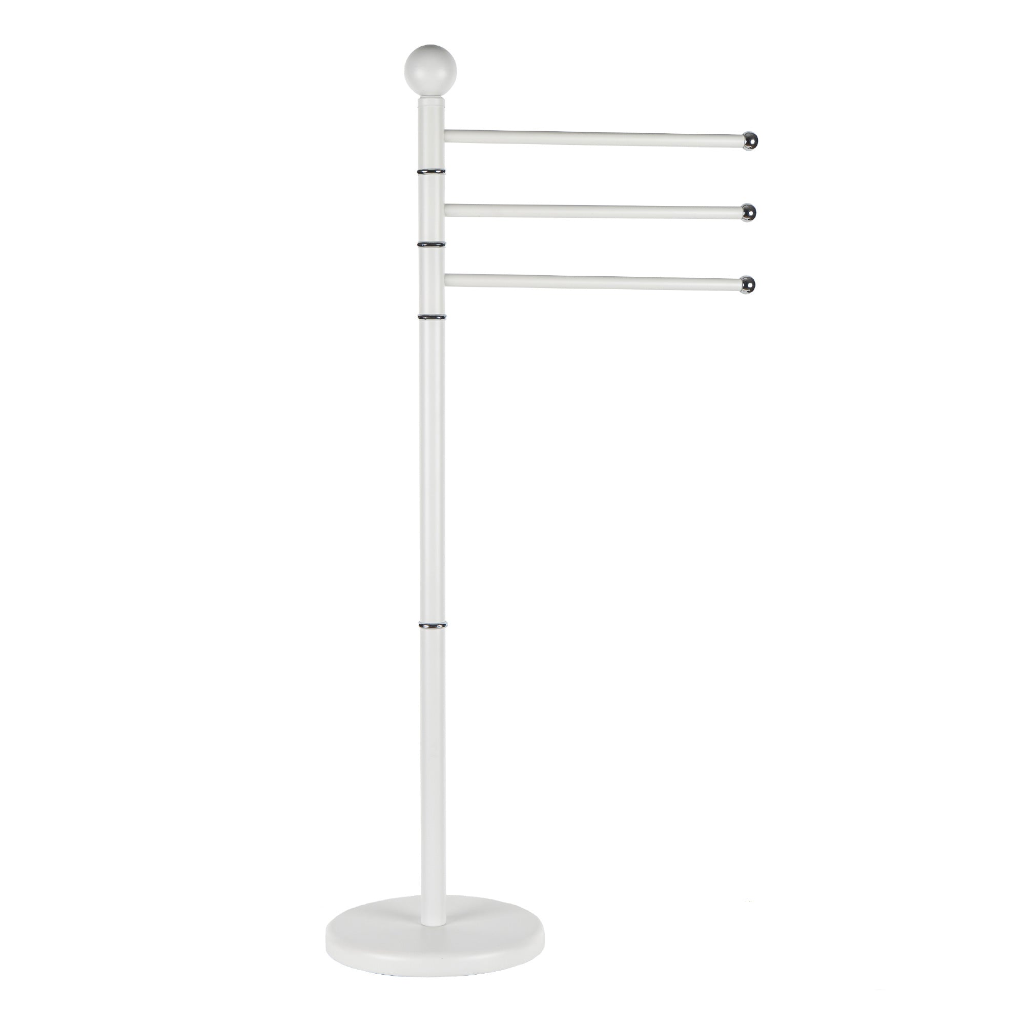 Piantana In Acciaio Inox Porta Asciugamani Da Terra 3 Bracci Girevoli 22x90 Cm Organizer Accessori Bagno Porta Stendi Salviette Bagno Moderno Elegante Stendi Indumenti  Bianco