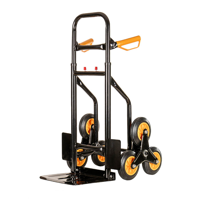 Carrello Portapacchi Per Scale Pieghevole Con 6 Ruote In Gomma Portatutto Capacità Carico 150 Kg Portatutto Traslochi Spesa Oggetti Pesanti  Altezza Regolabile Arancio