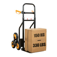 Carrello Portapacchi Per Scale Pieghevole Con 6 Ruote In Gomma Portatutto Capacità Carico 150 Kg Portatutto Traslochi Spesa Oggetti Pesanti  Altezza Regolabile Arancio