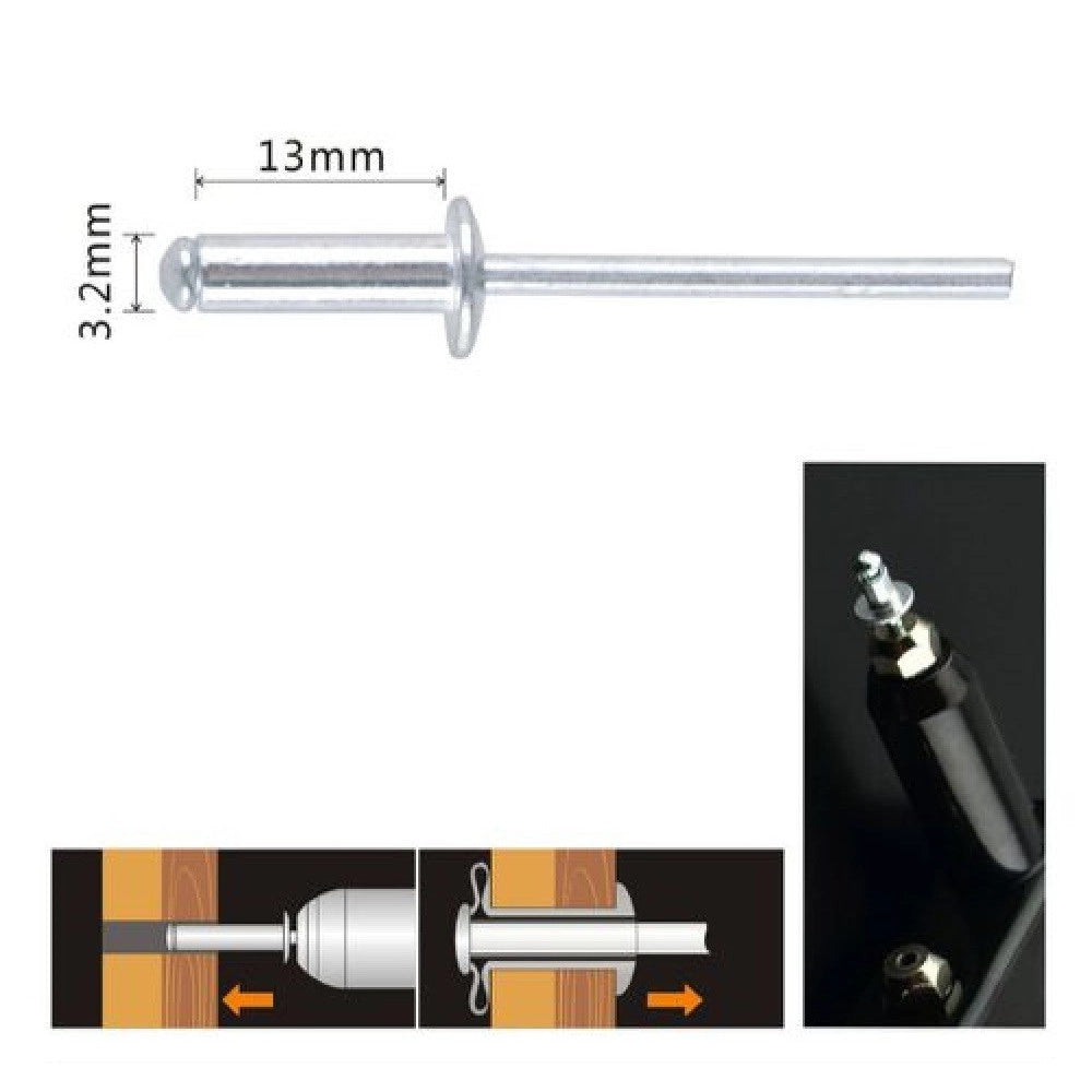 Trade Shop - Set 40pz Rivetti Rivetto 3.2x13mm Accessori Bricolage Ferramenta Fai Da Te 94952 -