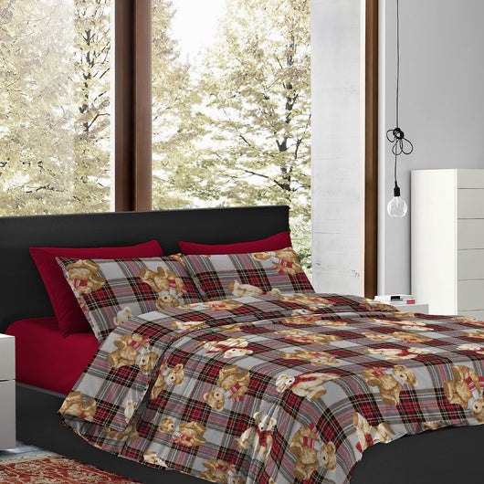 Copripiumino Matrimoniale No Stiro Sacco e Federe Effetto Raso Parure Microfibra Morbida Anallergica Mano Pesca  Peluchic - Matrimoniale