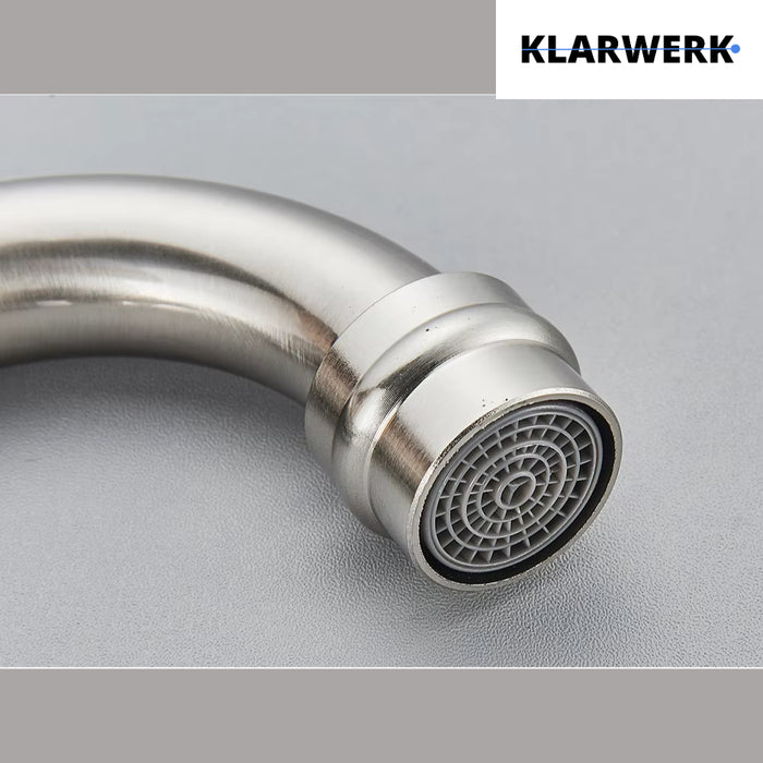 JULIAN | Rubinetto da bagno vintage a 3 fori argento spazzolato | Lavello in acciaio inossidabile retrò premium | Antico miscelatore 2 maniglie