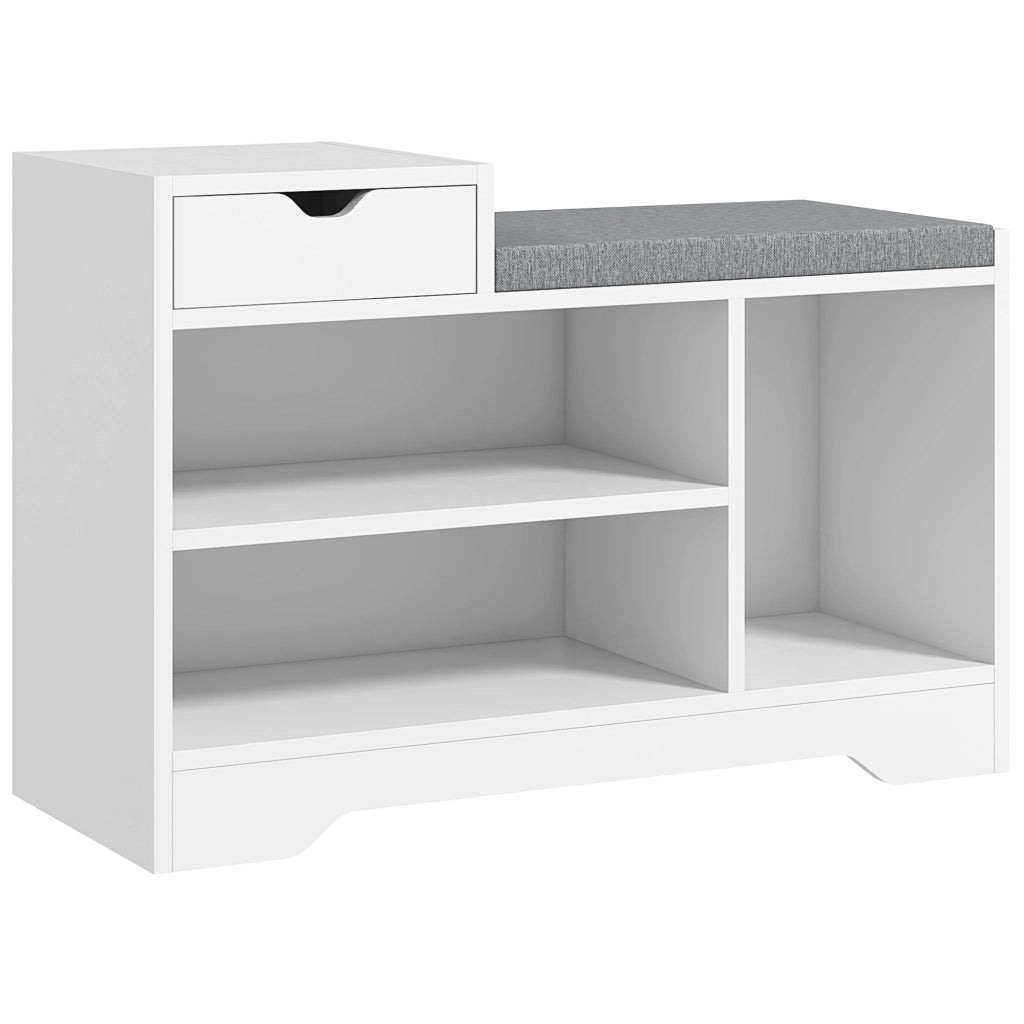 Scarpiera con Banco 1 Cassetto 3 Scomparti ¨C Zephmum ¨C MDF Bianco 76.5x30x52 cm