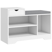Scarpiera con Banco 1 Cassetto 3 Scomparti ¨C Zephmum ¨C MDF Bianco 76.5x30x52 cm