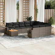 Set Divani da Giardino 11 pz con Cuscini in Polyrattan Grigio 3224751