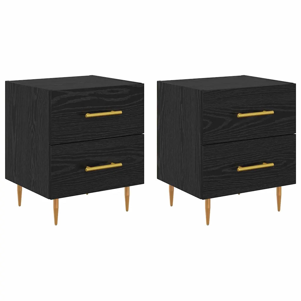 Armadio da Notte 2 pcs Rovere Nero 40 x 35 x 47,5 cm