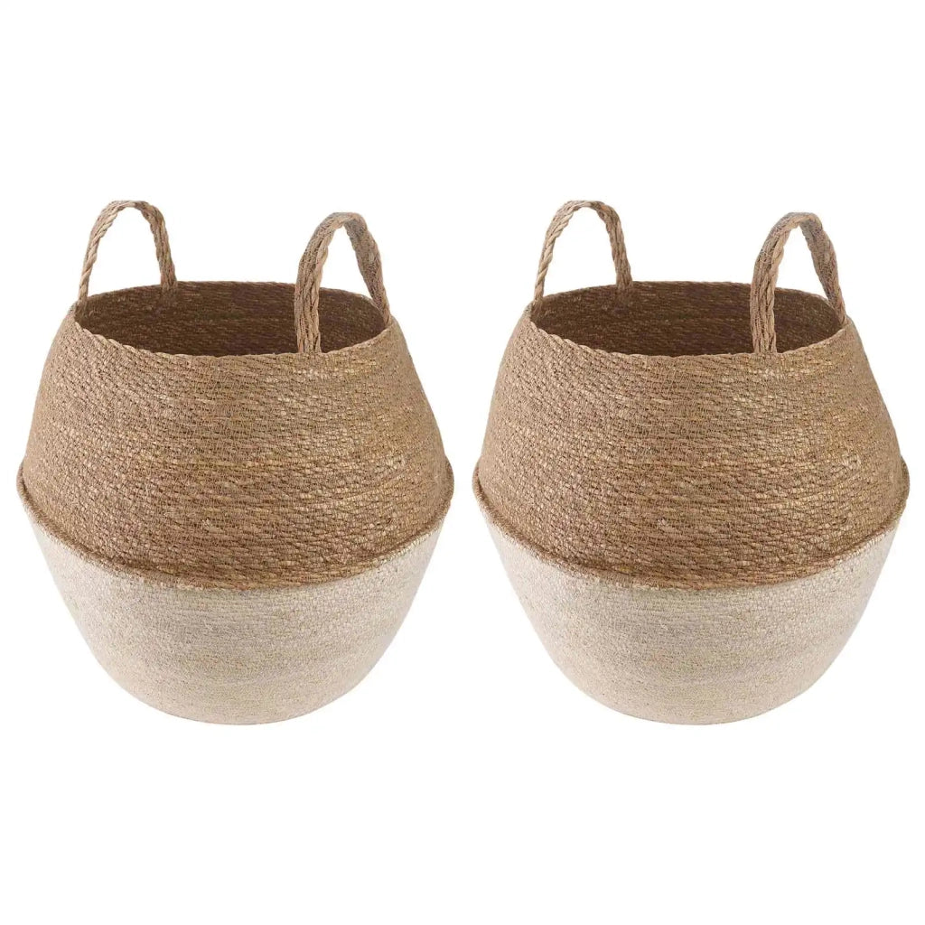 Vaso da fiori con manici 2 pcs Bianco Ø 32 x 32 cm
