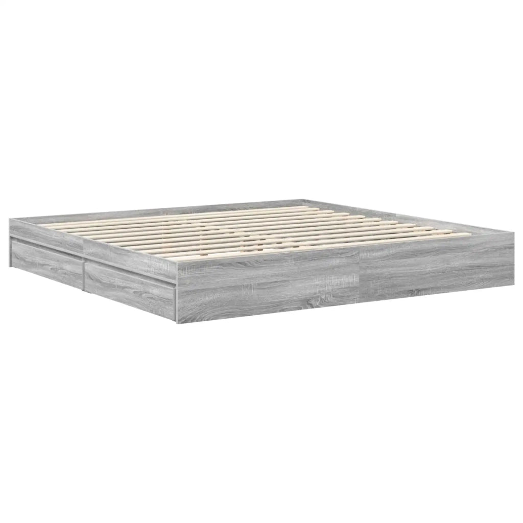 Letto con Contenitore con testiera Grigio Sonoma 200 x 200 cm