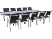 Set da pranzo da esterno estensibile "Lagos" - Tavolo estensibile 200/320 x 105 x 76 cm - 10 sedie - Nero