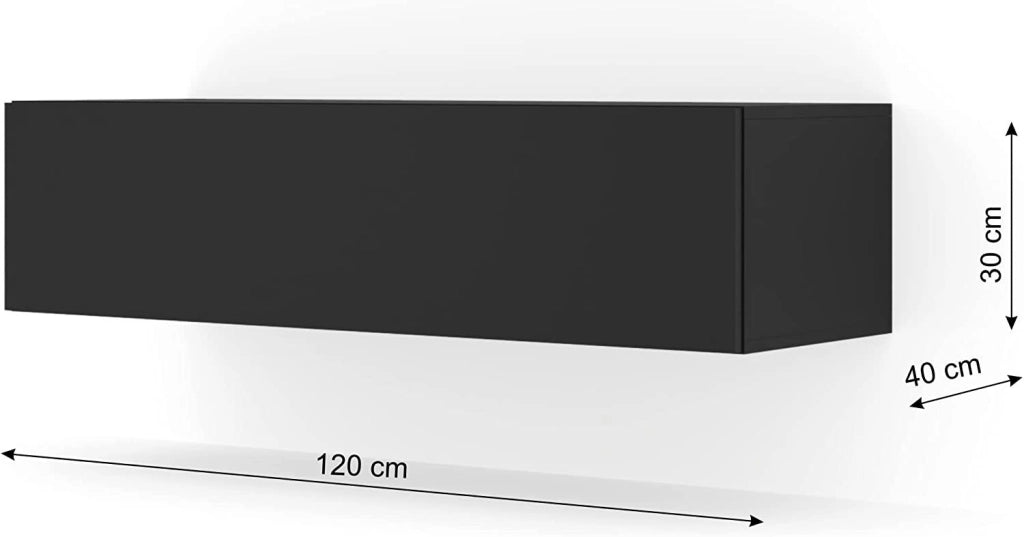 MOBILE TV PORTA TV STAND TV SOGGIORNO BINGO 120x40x30cm NERO OPACO