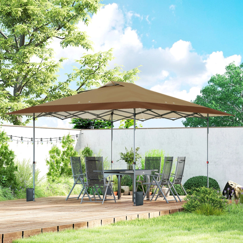 Tenda da giardino pieghevole 4x4 m ¨C zephmum ¨C beige e marrone con sacchi di sabbia e ruote