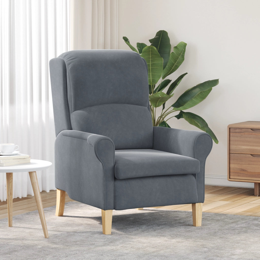 Poltrona Grigio Scuro Grigio scuro Tessuto con gambe in legno