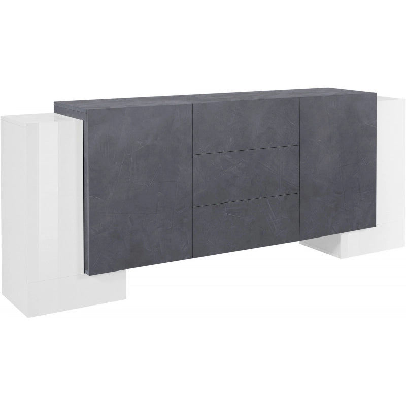 Credenza Pillon 210 – 2+2 ante + 3 cassetti – Bianco Lucido/Report