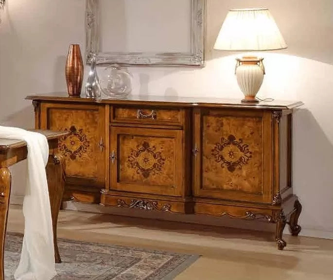 Madia credenza in legno di radica 3 porte impero bassano l.179 p.61 h.92 - Mobili 2G