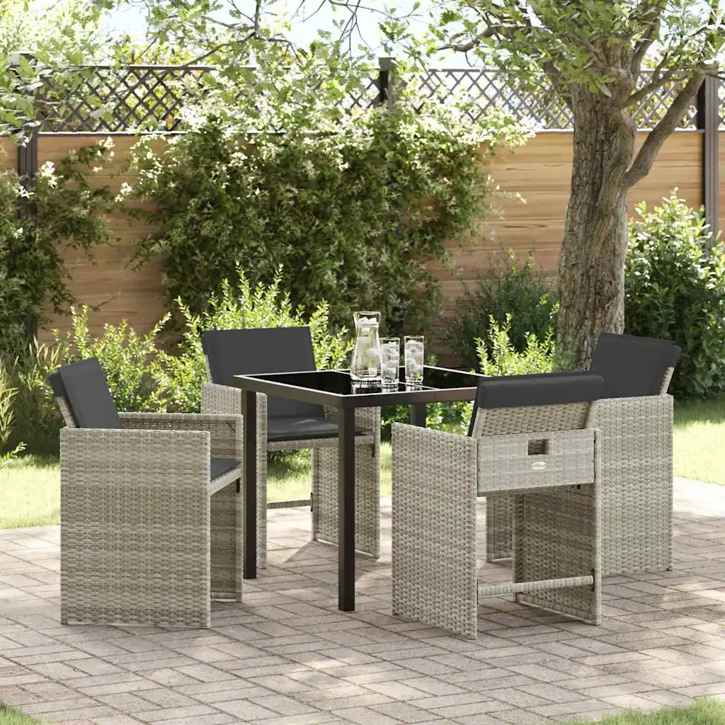 Set da Pranzo per Giardino 5 pcs Grigio chiaro polyrattan 3380705