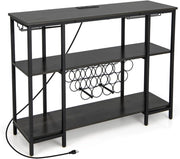 Scaffale per vino con prese per 15 bottiglie e portabottiglie, autoportante, multiuso, per cucina, bar, 113 x 35 x 85 cm (grigio), SE00031MN-LODE