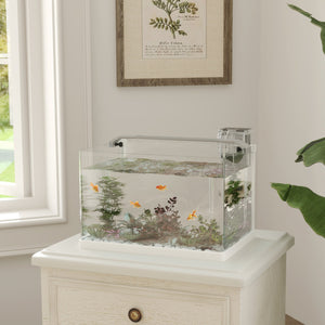 Acquario in Vetro con Luci LED da 20L 38x26x27 cm Filtro e Pompa d'Acqua Bianco