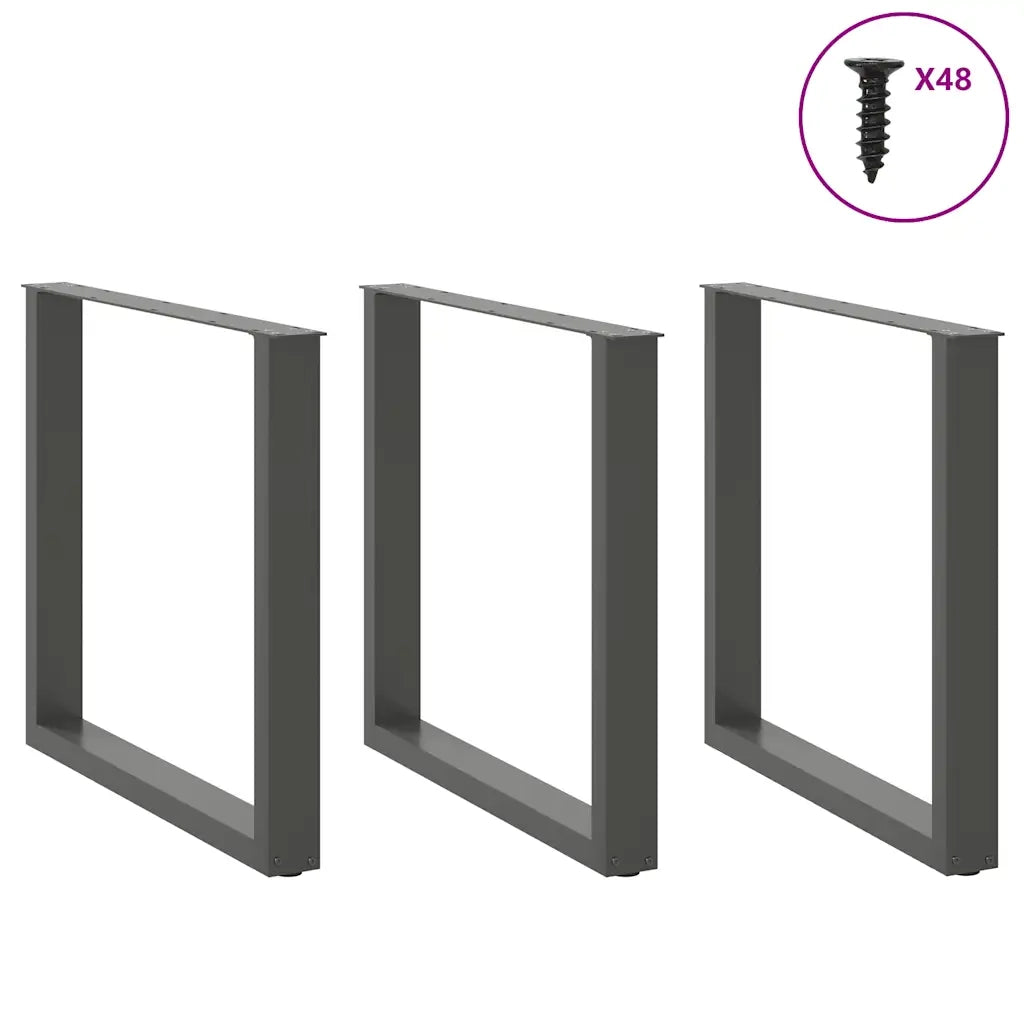 Gambe per tavolo da pranzo a forma di U 3 pz Antracite 90x(72-73) cm Acciaio 4013210