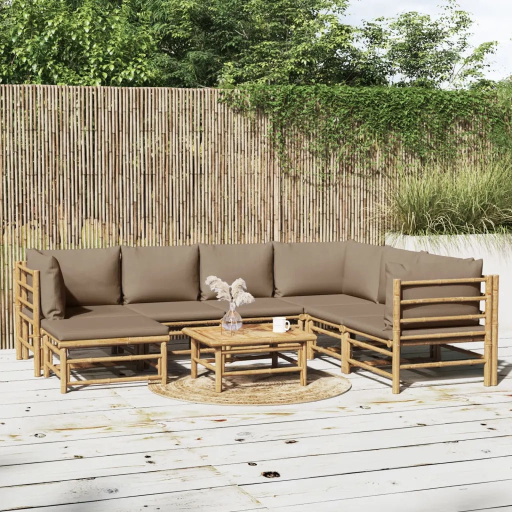 Set Salotto da Giardino 8pz con Cuscini Tortora BambÃ¹