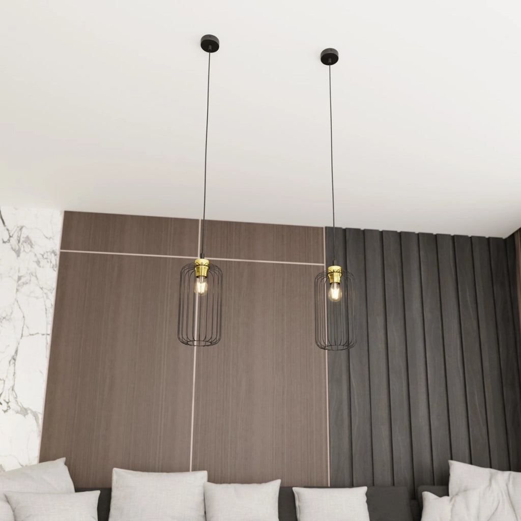 Lampada a sospensione VANDER in acciaio nero e oro