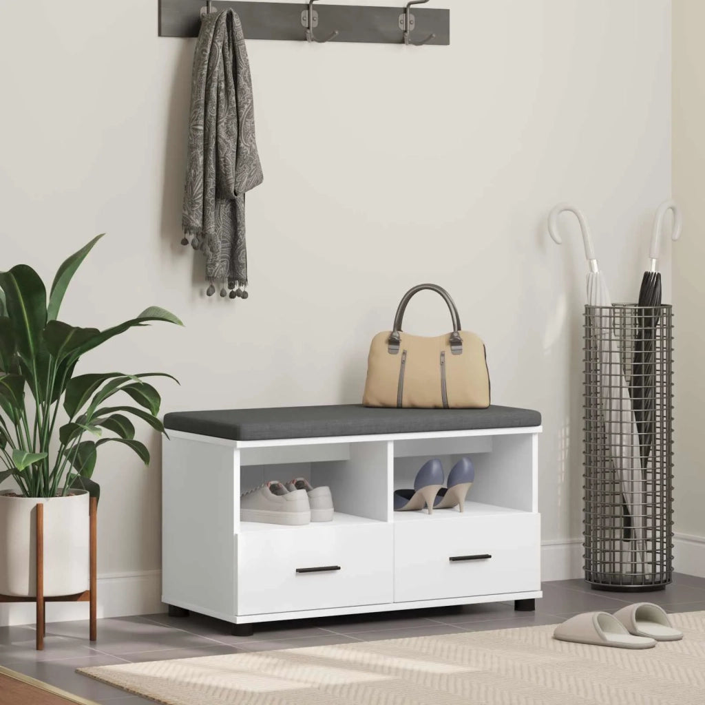 Panca per ingresso con cuscino-Sgabello-Panca da Corridoio Bianco 80 x 38 x 46 cm 339576