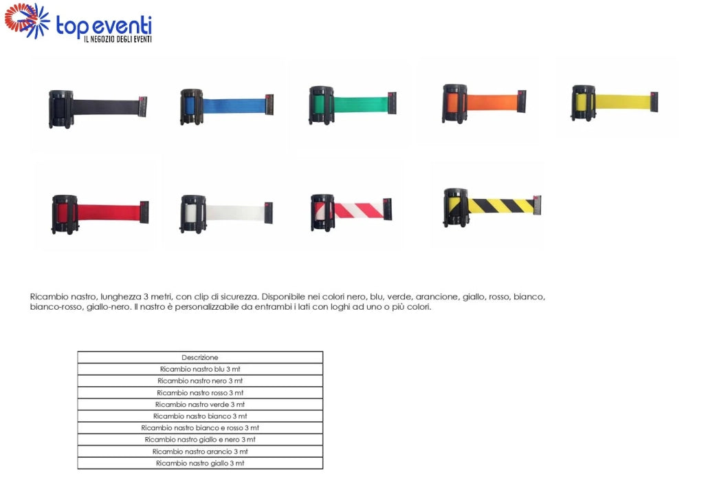 Ricambio nastro Colonnine Segnapercorso Tendinastro - bianco rosso