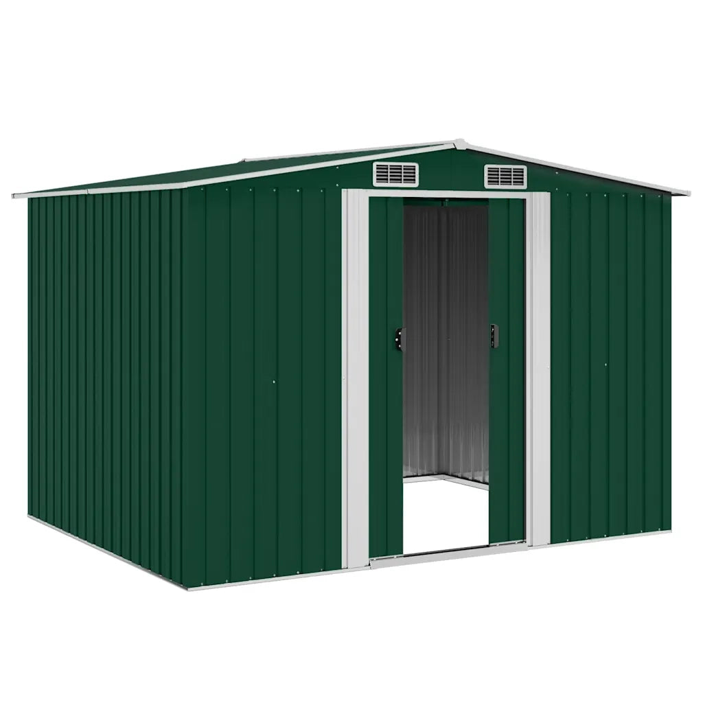 Capanno per Attrezzi-Casetta da Giardino in Metallo Verde 257x205x178 cm