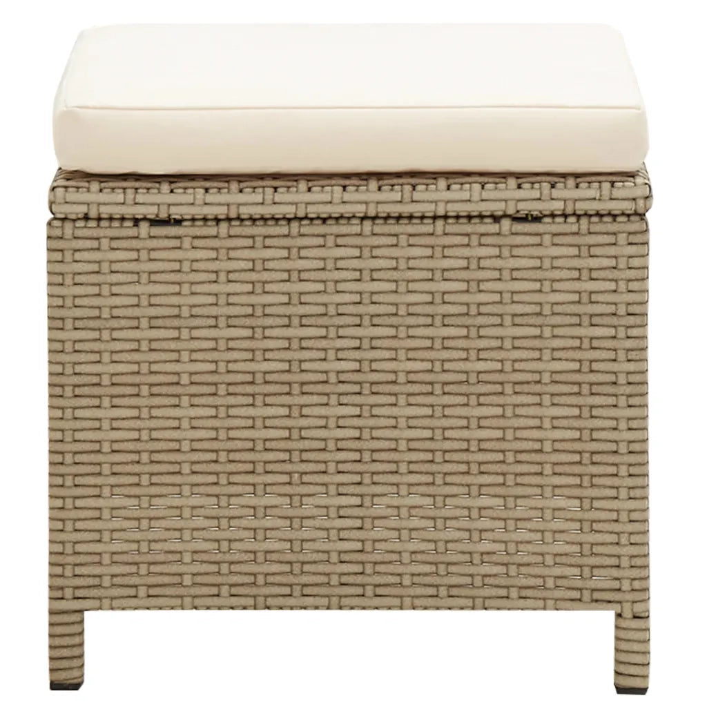Sgabelli da Giardino 2 pz con Cuscini in Polyrattan Beige
