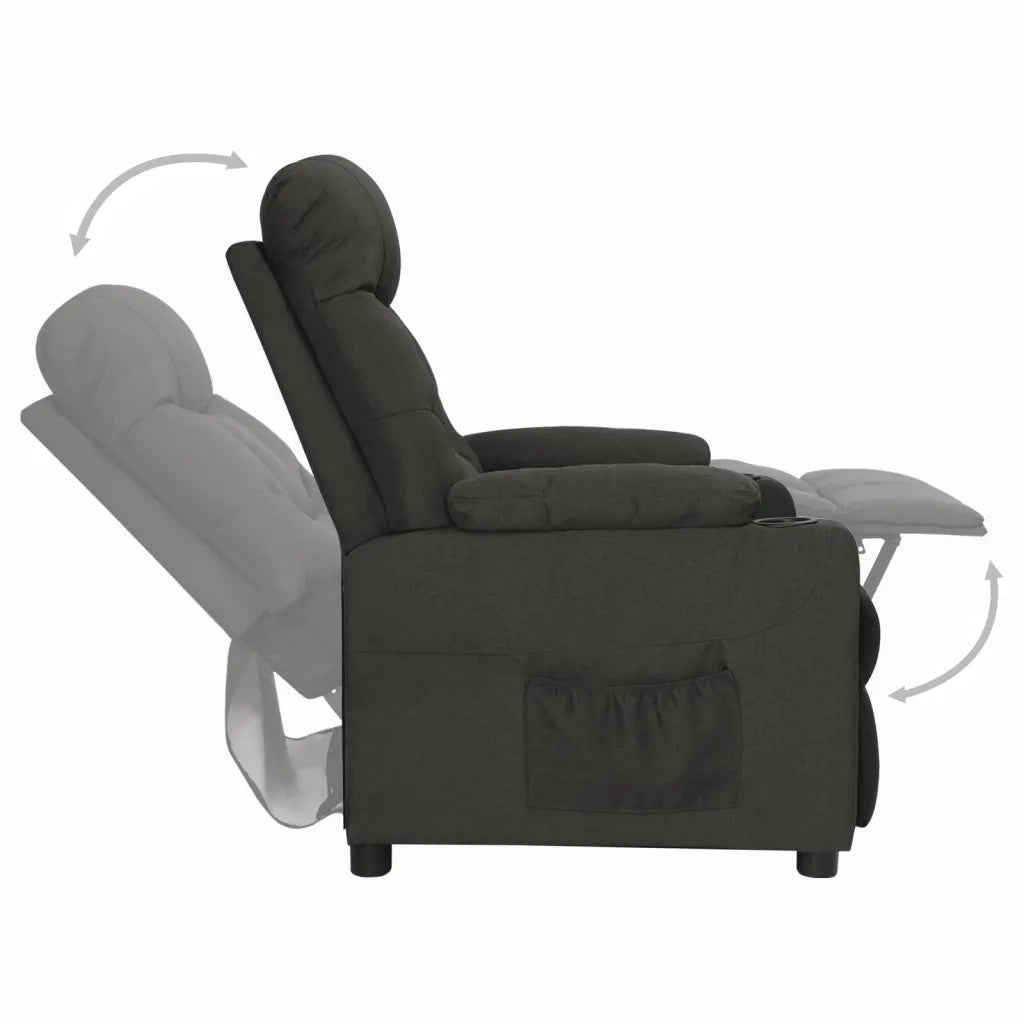 Poltrona | Sedia Relax Reclinabile in Tessuto Nero