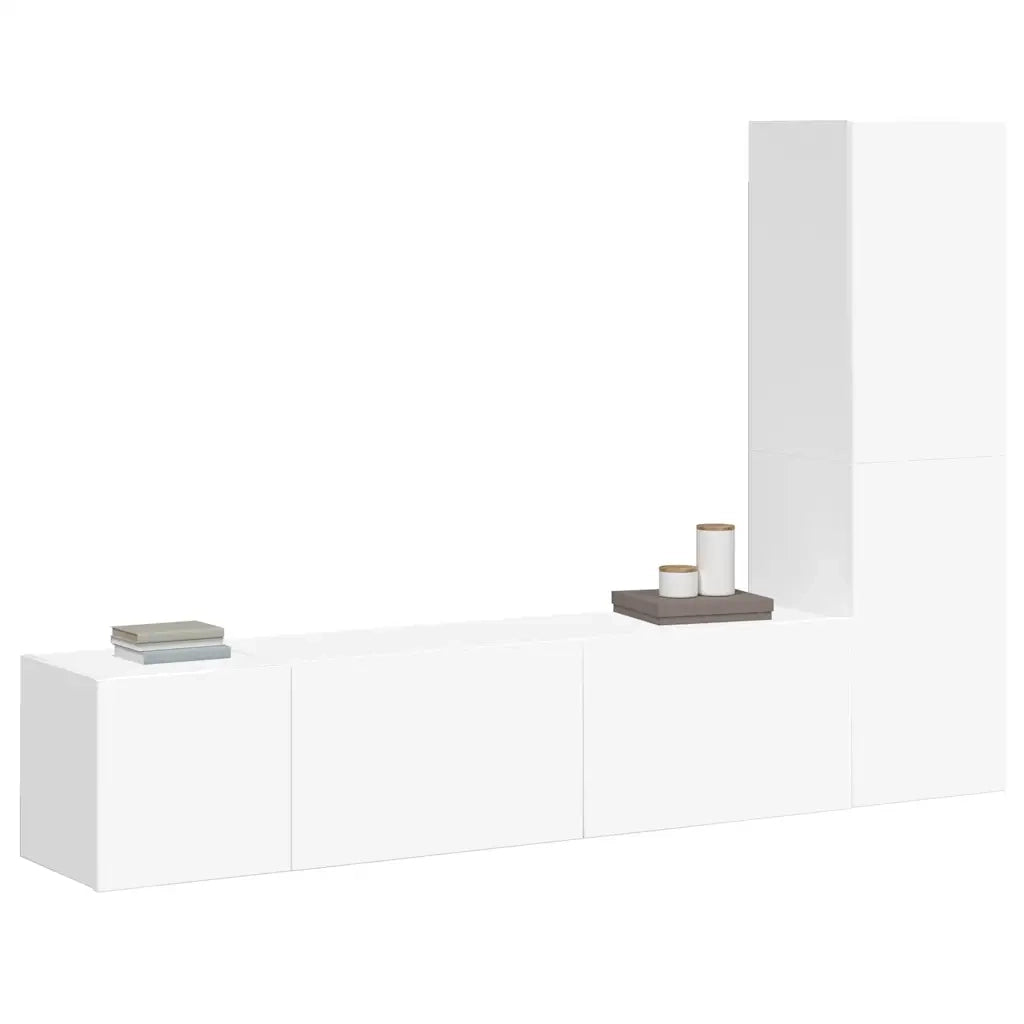 Set di Mobili Porta TV 3 pz Bianco in Legno Multistrato 3078656