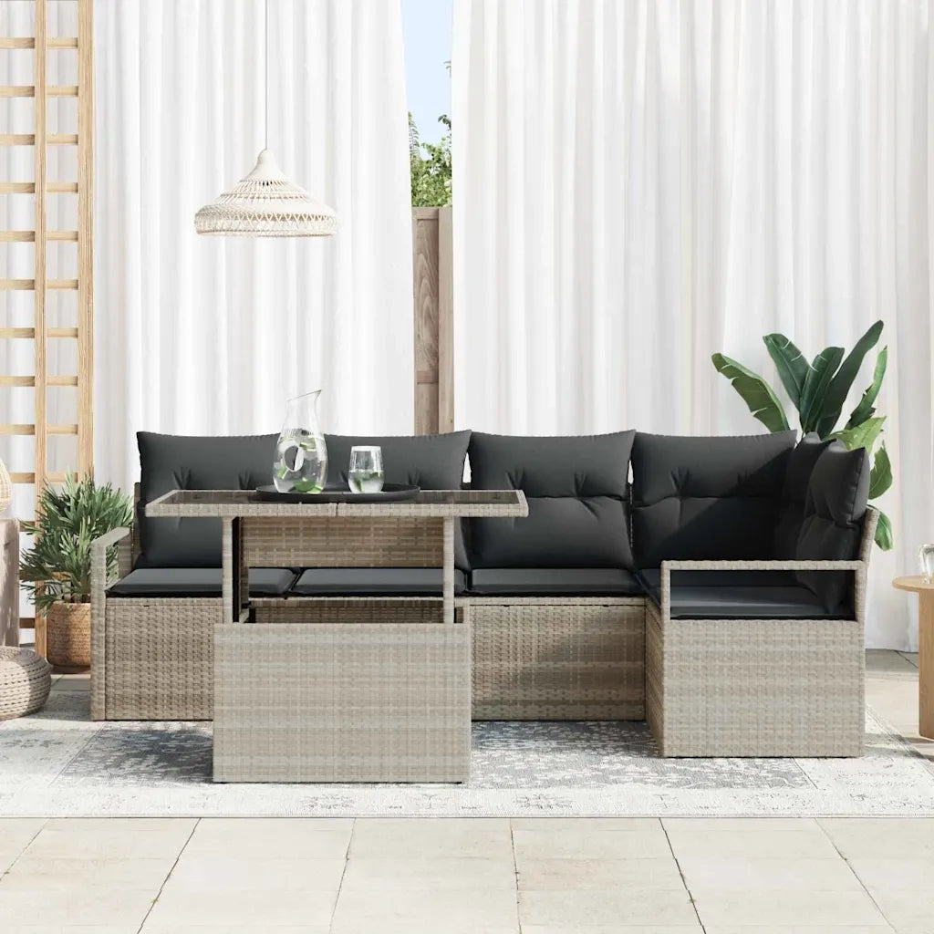 Set Divano da Giardino 6 pcs Grigio chiaro polyrattan 3348828