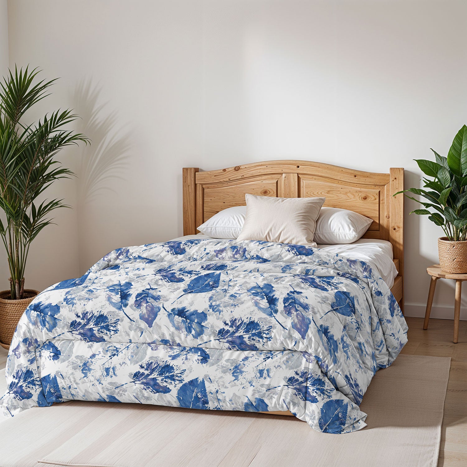 Trapunta Invernale Singola Stampata in Microfibra 200gr Double Face Foglie