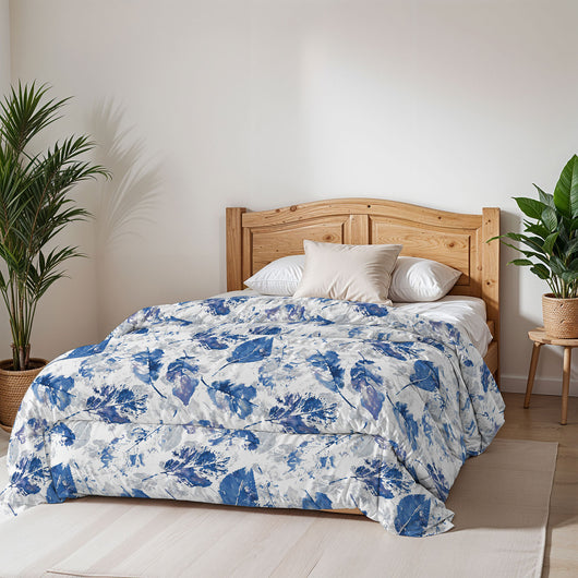 Trapunta Invernale Singola Stampata in Microfibra 200gr Double Face Foglie