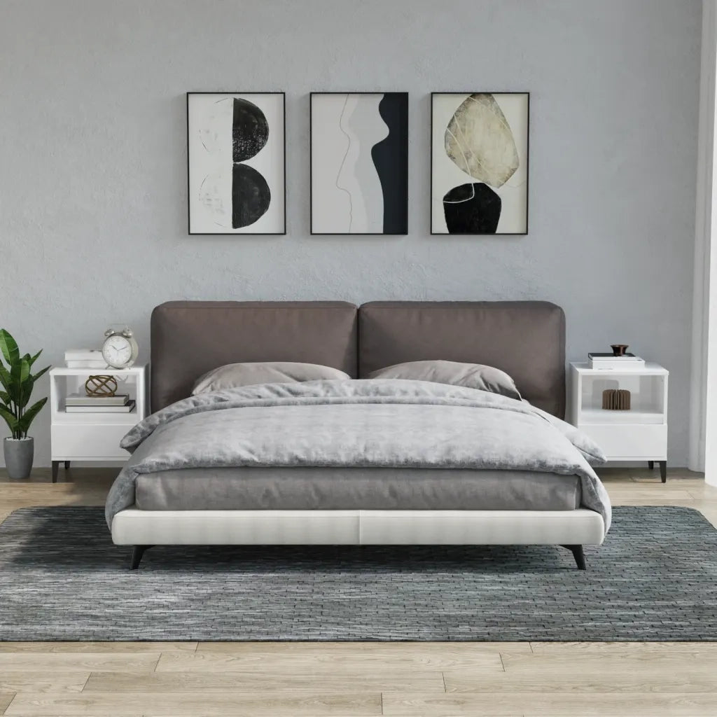 Comodini 2 pz-Set di 2 Tavolino da notte in Bianco Lucido 40x35x50 cm 817946