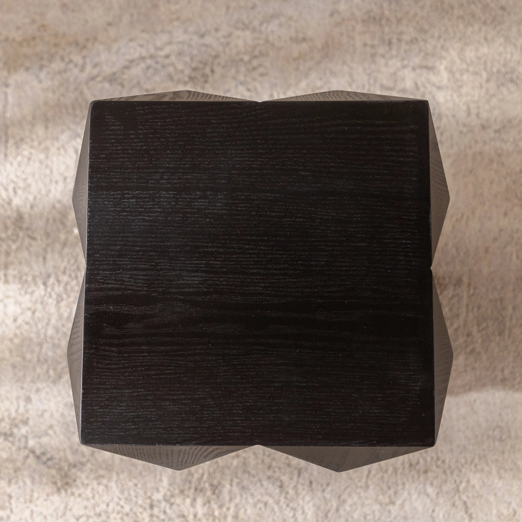 Comodino vintage in legno e MDF con rilievo tridimensionale senza montaggio nero