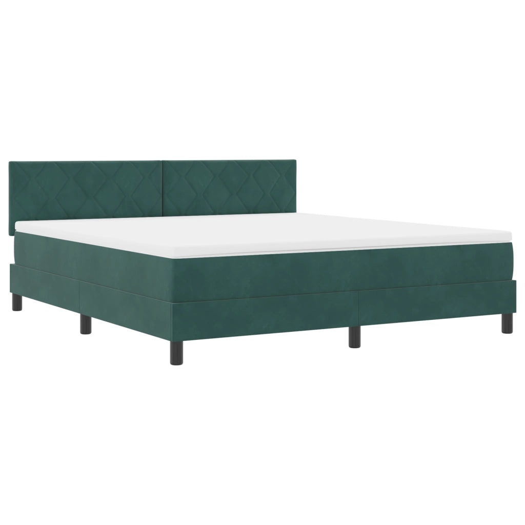 Rete a molle con materasso Verde Scuro Super King in Velluto