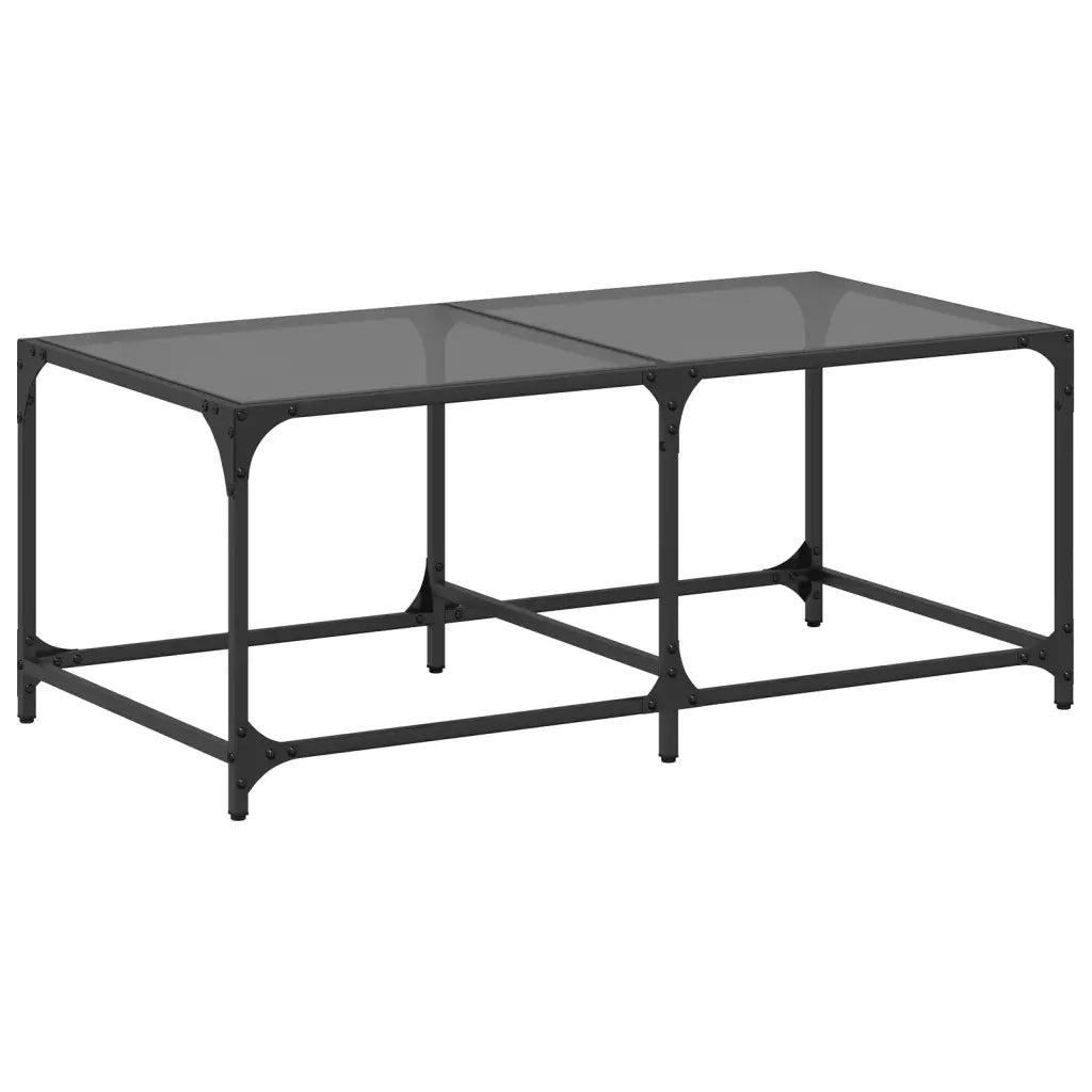 vidaXL Tavolino con Piano in Vetro Nero 98,5x50x40 cm Acciaio