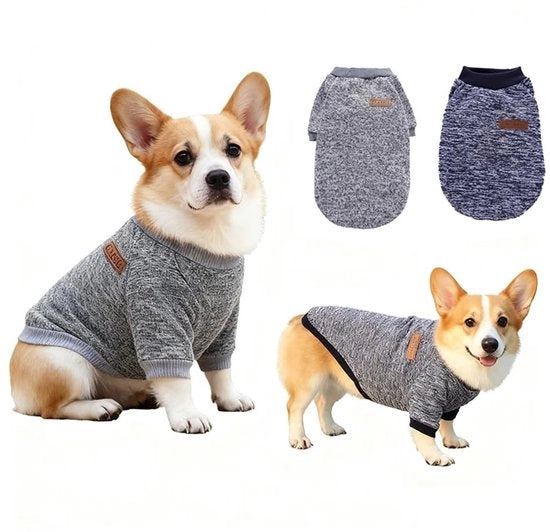 Set di pullover per cani a due pezzi - Felpa per cani - 2 pezzi - Grigio e blu scuro - Abbigliamento per cani piccoli - Adatto per Chihuahua