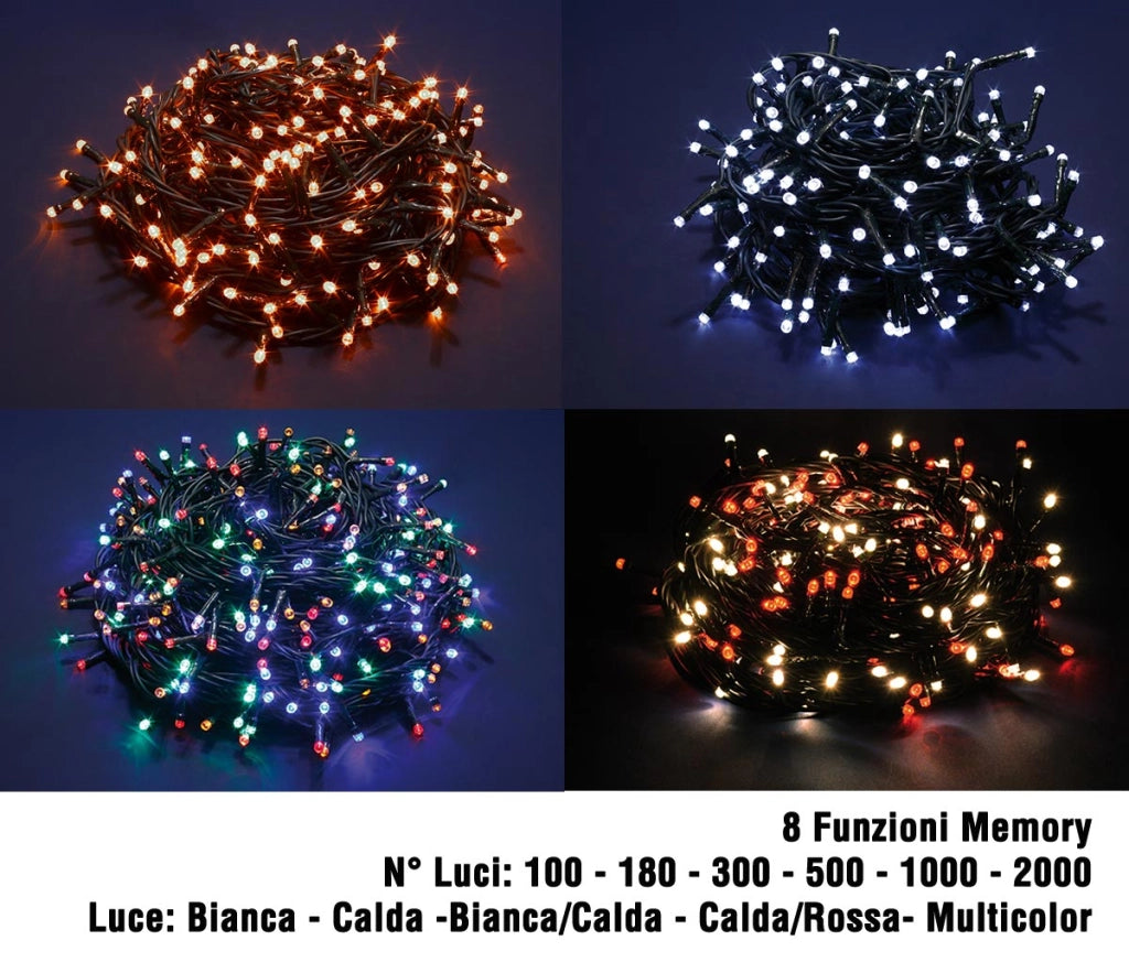 Luci di Natale Led a Luce Calda Fredda Bianca da Esterno Interno Addobbi Albero Temperatura di colore: Luce Oro, Numero Led: 300