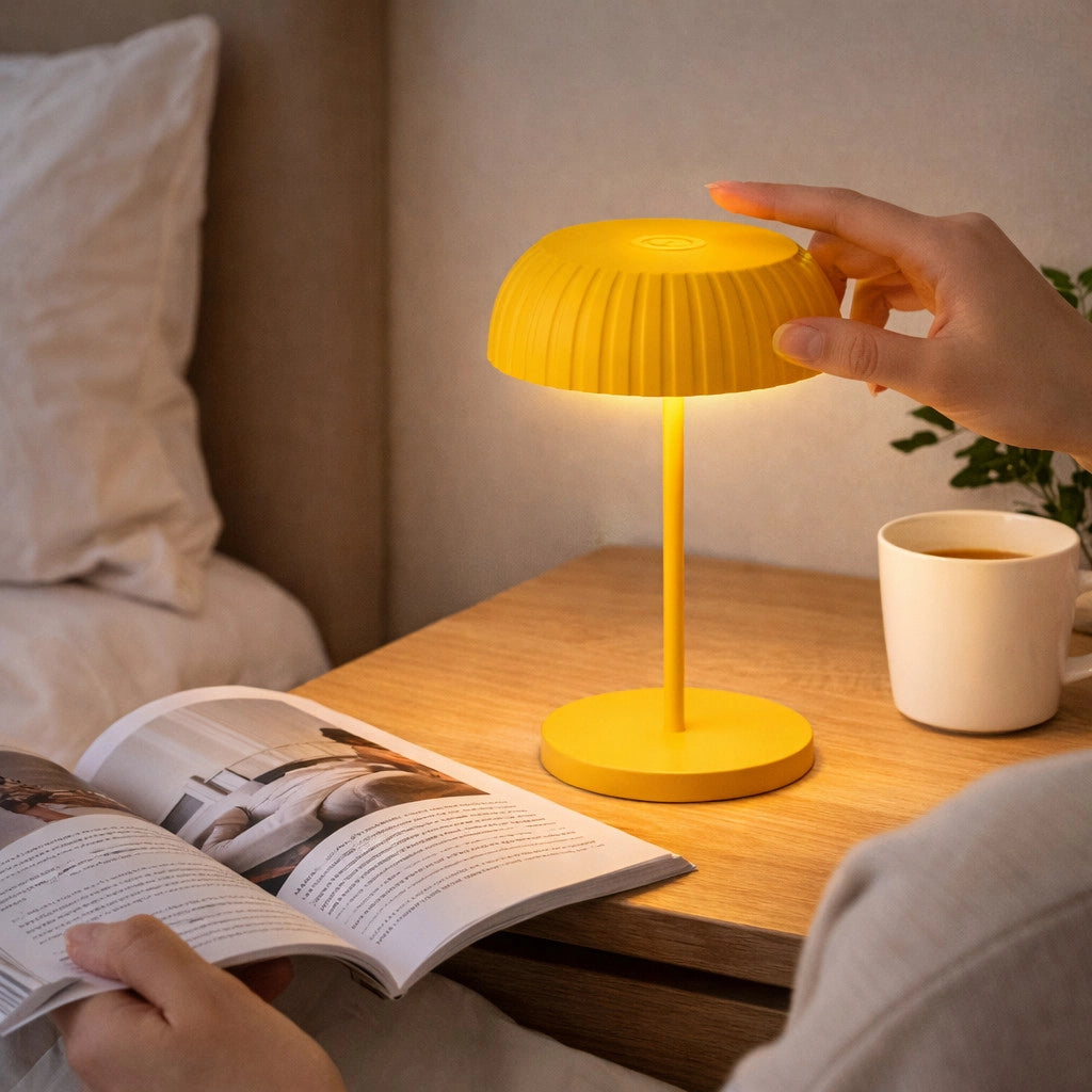 LAMPADA TAVOLO LED RICARICABILE GIALLA TOUCH USB BATTERIA 2000MAH DESIGN LPT144