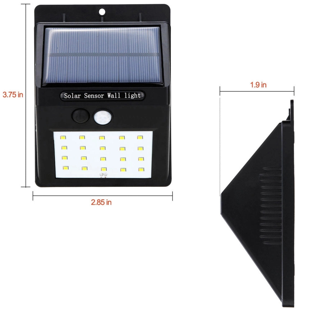Trade Shop - Faretto Faro 20 Led Con Pannello Solare Sensore Di Movimento E Crepuscolare -