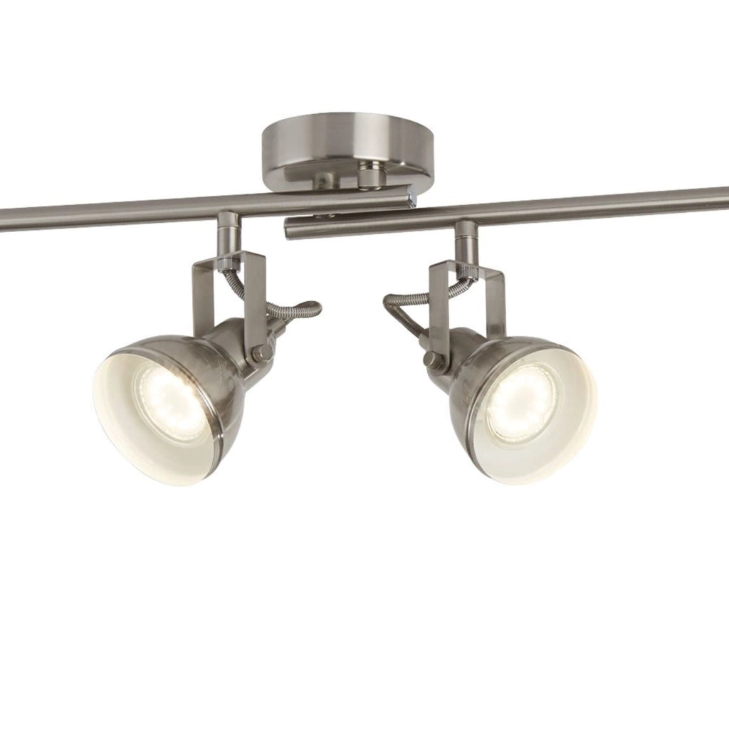Plafoniera Contemporanea Focus Spotlight Acciaio Argento Bianco 4 Luci Gu10