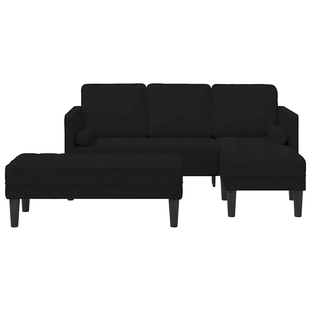 Set di divani con cuscino 2 pcs Nero Poliestere 3329270