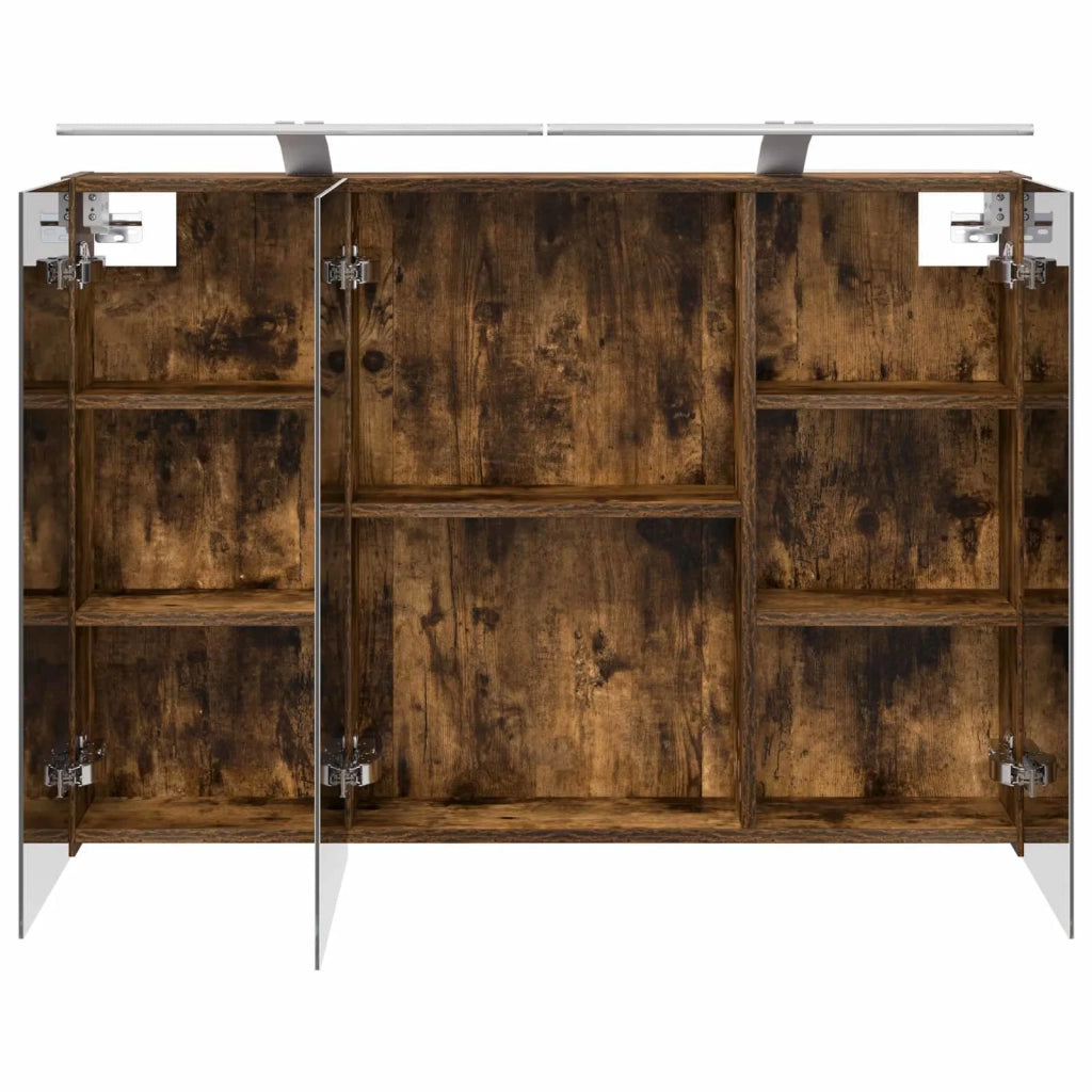 Mobiletto per specchio da bagno Rovere fumé 100 x 14,5 x 70 cm 889131